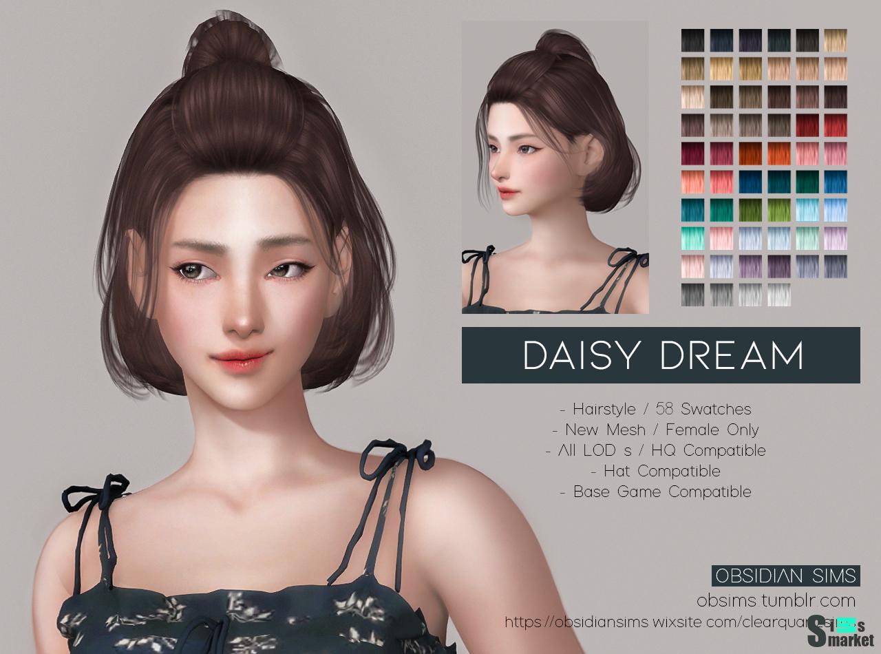 Прическа DAISY by OBSIDIAN SIMS для Симс 4. Скачать мод