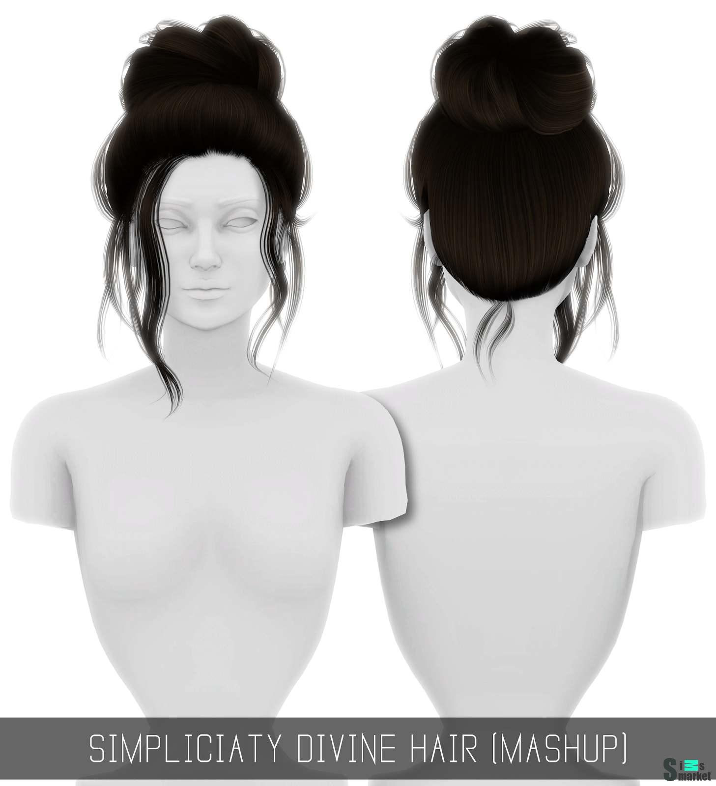 Прическа "DIVINE HAIR (MASHUP)" для Симс 4 для Симс 4. Скачать мод