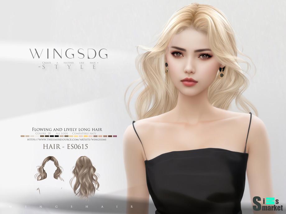 Прическа ES0615-Flowing and lively long hair для Симс 4. Скачать мод