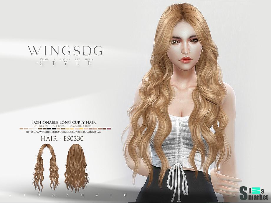 Прическа Fashionable long curly hair ES0330 для Симс 4. Скачать мод