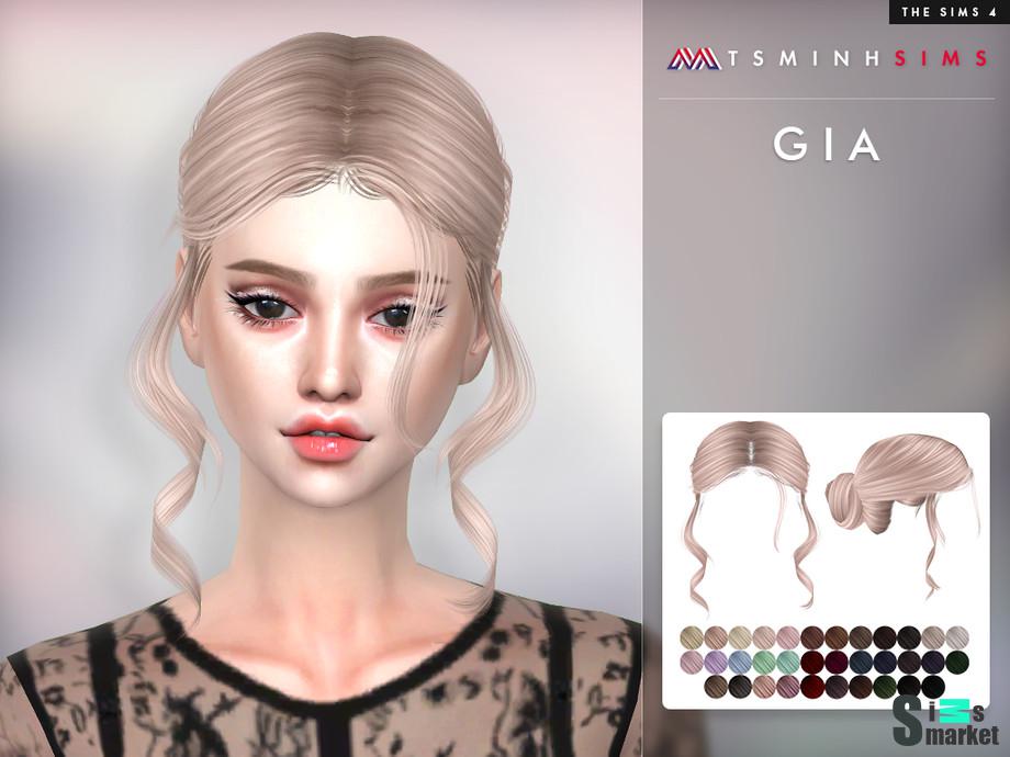 Прическа Gia by TsminhSims для Симс 4. Скачать мод