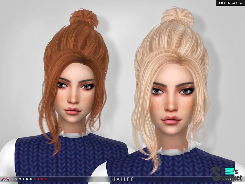 Прическа Hailee by TsminhSims для Симс 4. Скачать мод