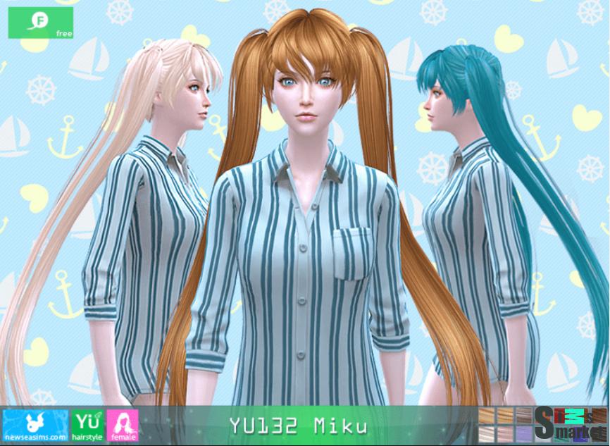 Прическа "Hatsune Miku" для Симс 4. Скачать мод