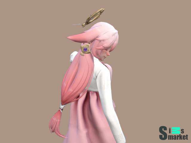 Прическа и головной убор Яэ Мико для Симс 4. Скачать мод