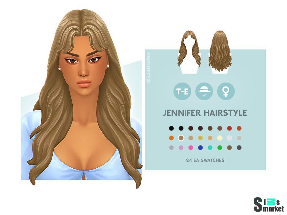 Прическа Jennifer  для Симс 4. Скачать мод