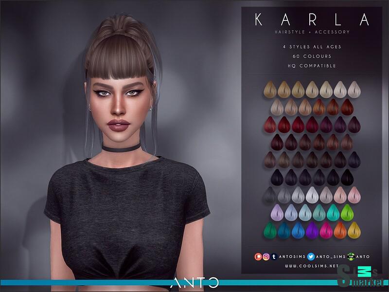 Прическа Karla by Anto для Симс 4. Скачать мод