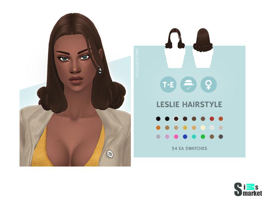 Прическа Leslie  для Симс 4. Скачать мод