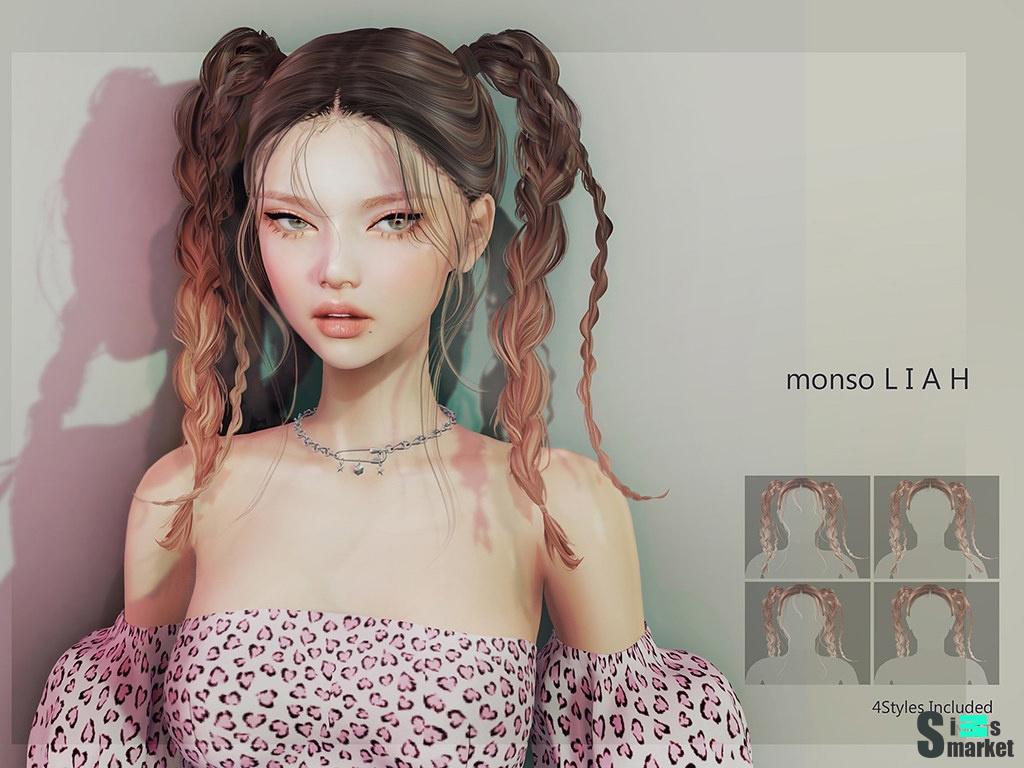 Прическа Liah  для Симс 4. Скачать мод