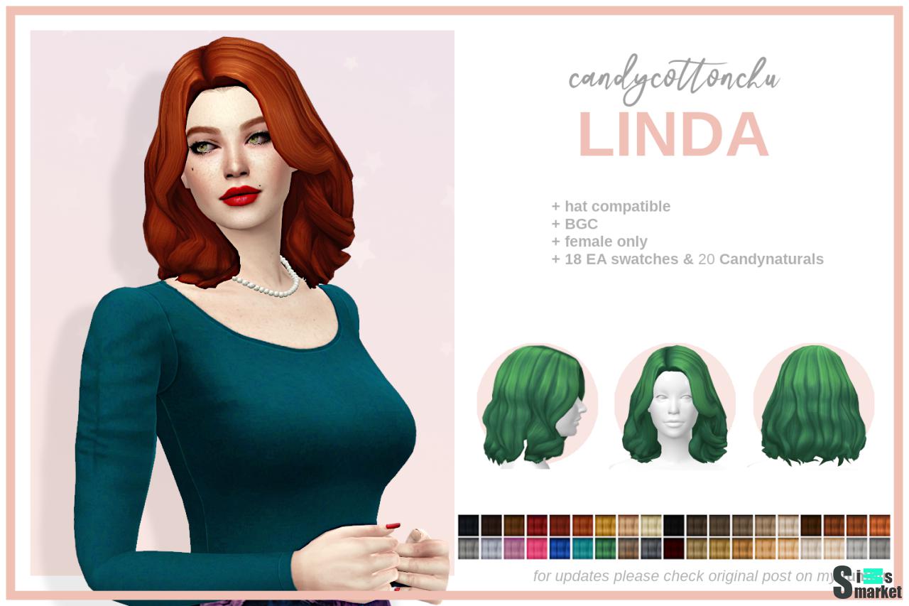 Прическа Linda by NBHT для Симс 4. Скачать мод