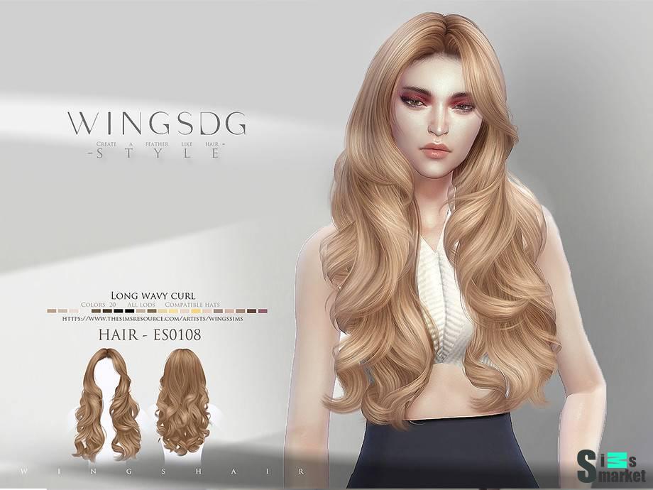 Прическа "Long wavy curl ES0108" для Симс 4 для Симс 4. Скачать мод