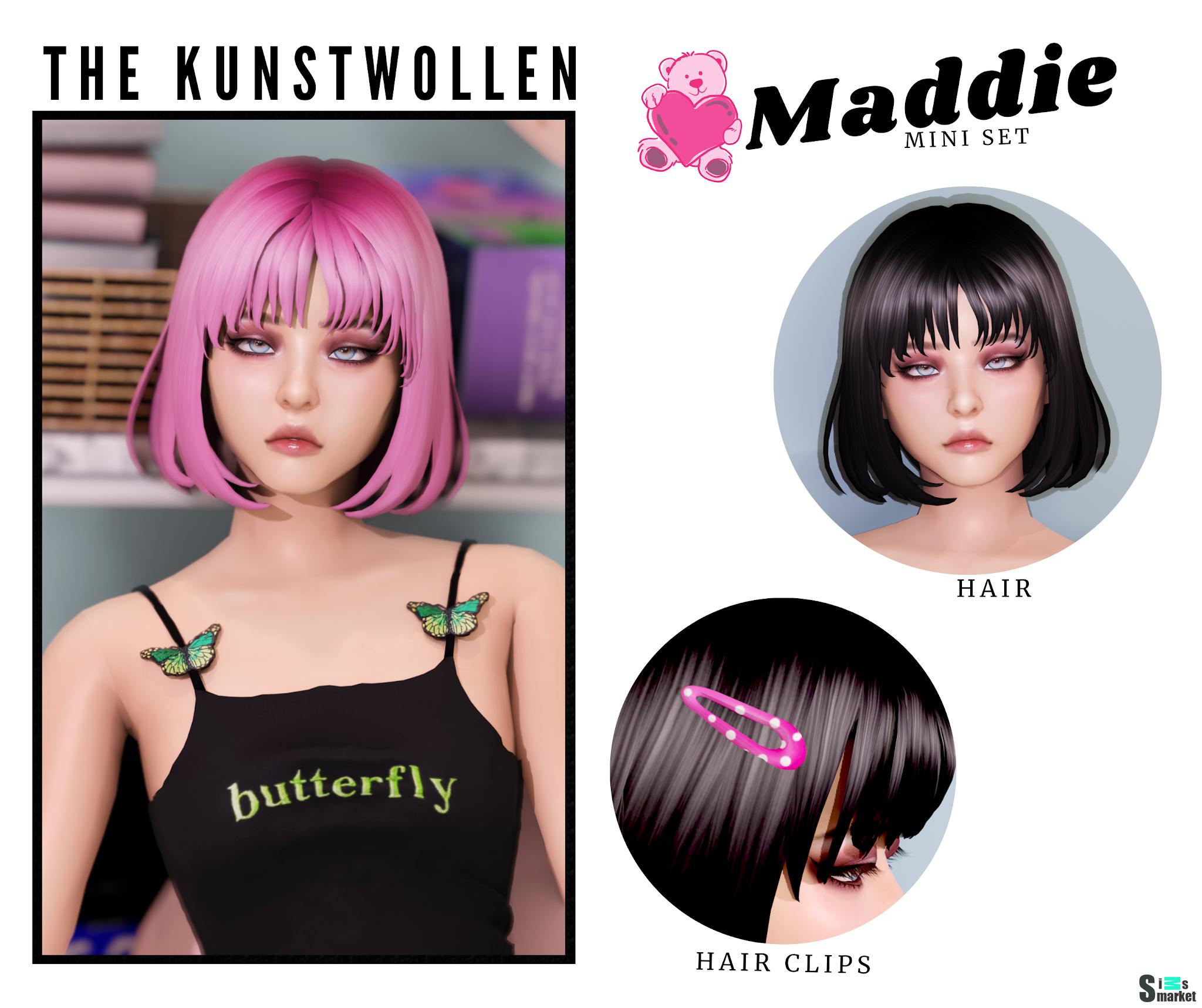 Прическа maddie  by thekunstwollen для Симс 4. Скачать мод