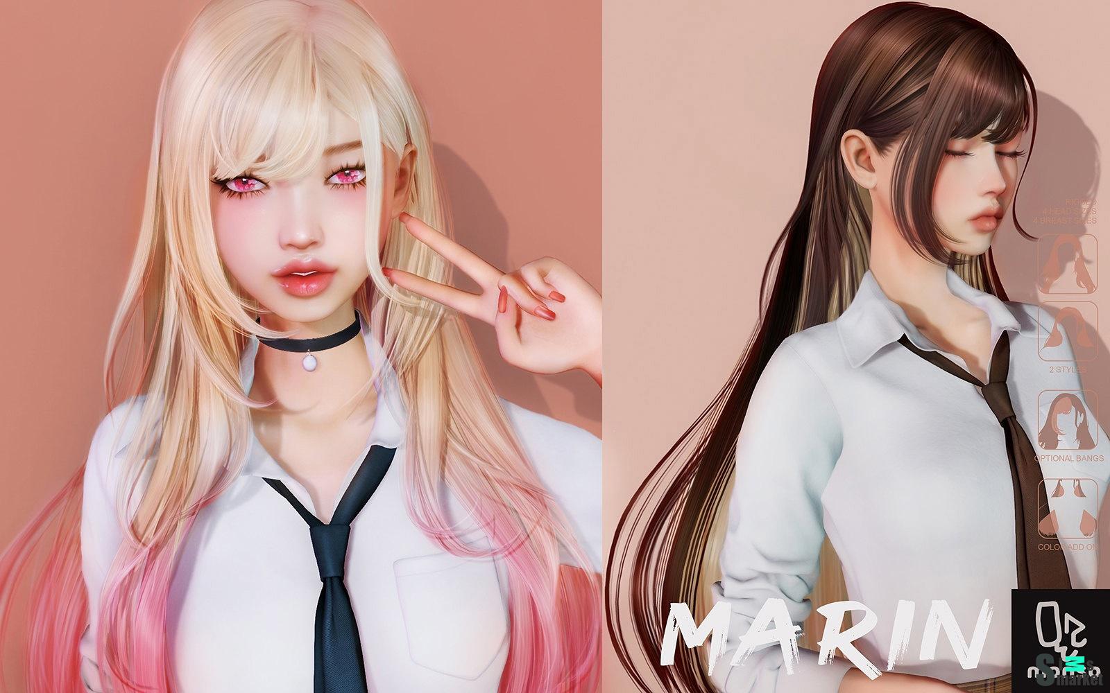 Прическа Marin  для Симс 4. Скачать мод