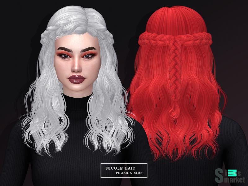 Прическа nicole by phoenixsims4 для Симс 4. Скачать мод