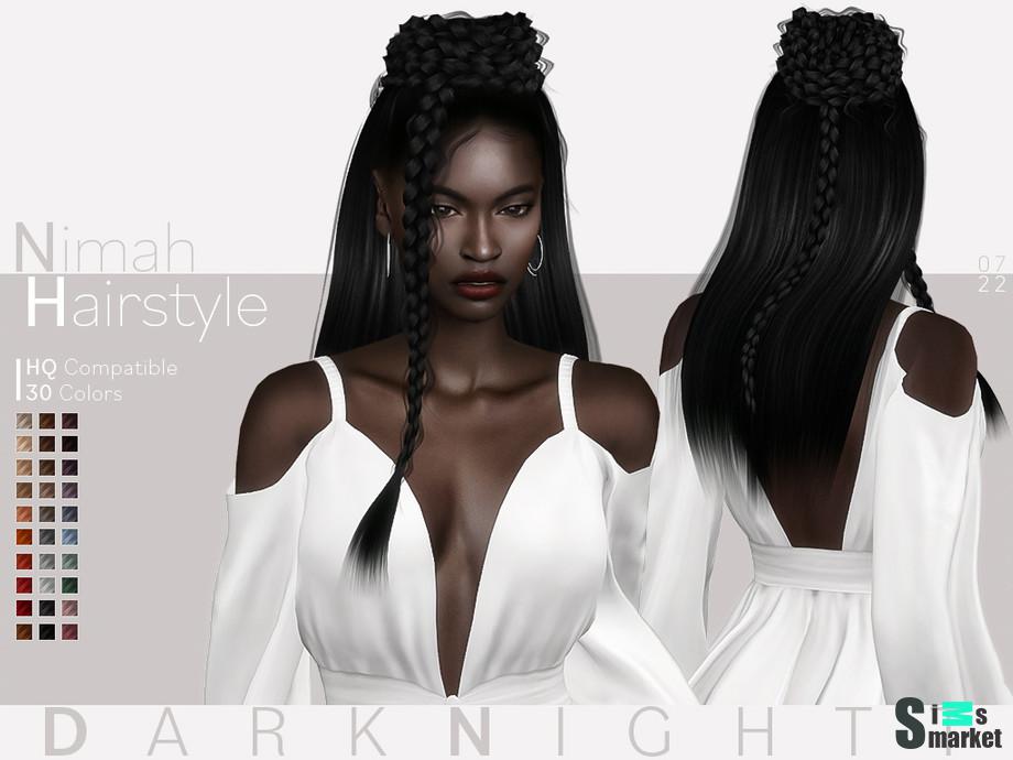 Прическа Nimah by DarkNighTt для Симс 4. Скачать мод