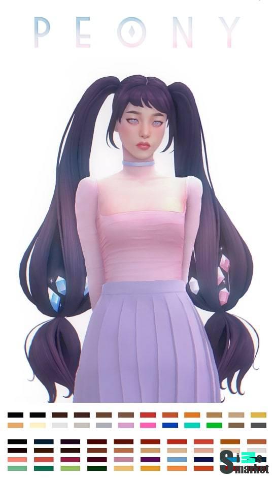Прическа "Peony Hair" для Симс 4 для Симс 4. Скачать мод