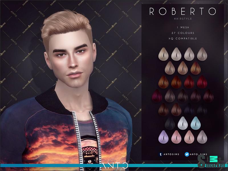 Прическа Roberto by Anto для Симс 4. Скачать мод