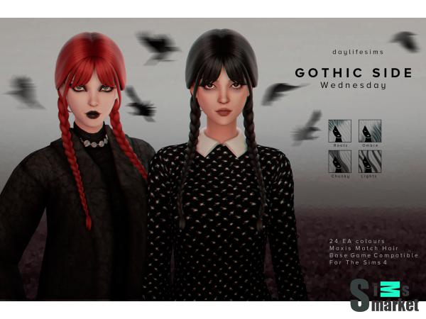 Прическа wednesday by daylife sims для Симс 4. Скачать мод