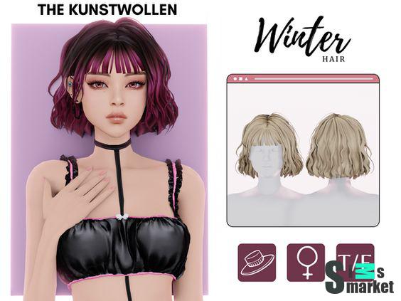 Прическа "Winter hair" для Симс 4 для Симс 4. Скачать мод