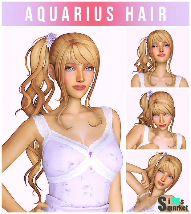 Причёска "Aquarius Hair♒" - для Симс 4 для Симс 4. Скачать мод