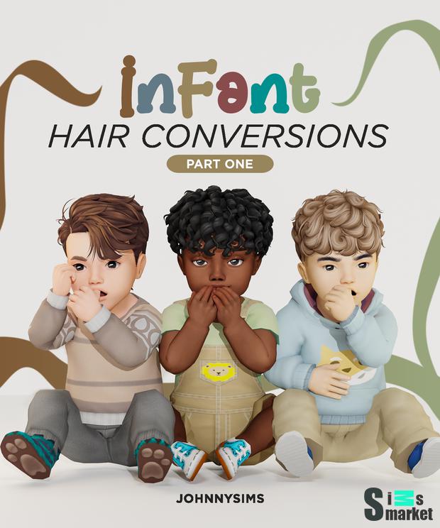 Причёски "Infant Hair Conversions Pt.1"-для Симс 4 для Симс 4. Скачать мод