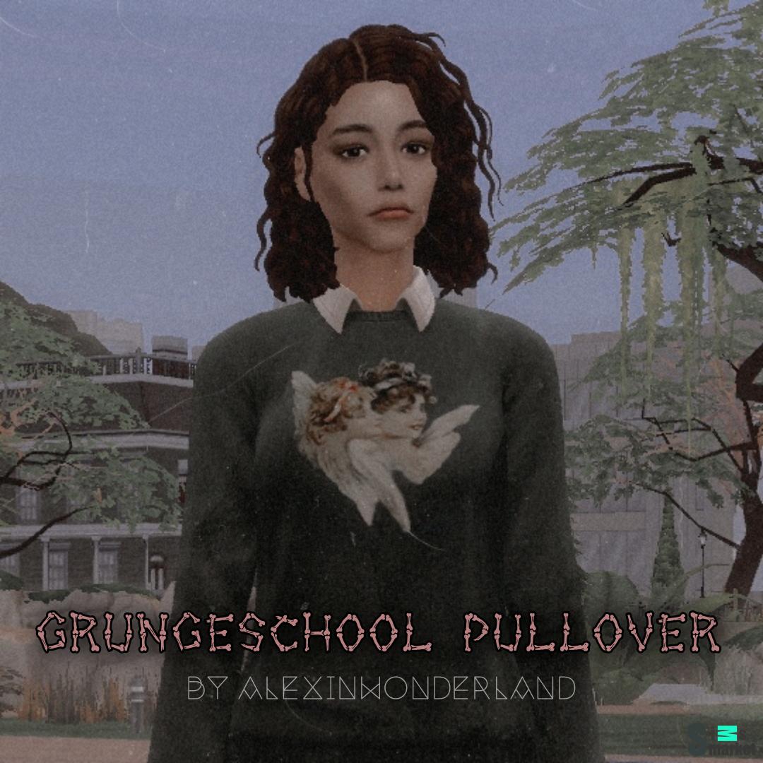Пуловер GRUNGEschool by alexinwonderland для Симс 4. Скачать мод