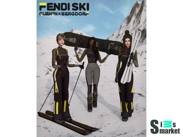 QUEN2N x BERGDORF FENDI SKI COLLECTION (QUEN2N PART) для Симс 4. Скачать мод