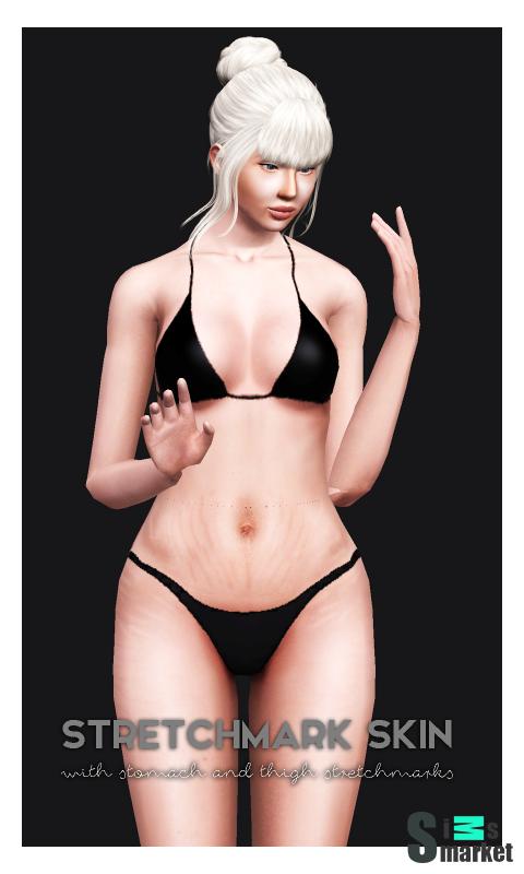 Растяжки Stretchmarks Skin by technicolourclouds для Симс 4. Скачать мод