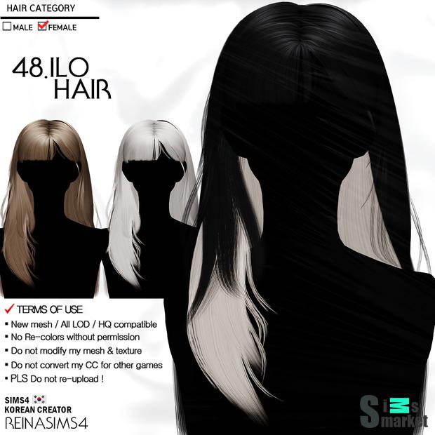 REINA_TS4_48_ILO hair для Симс 4. Скачать мод