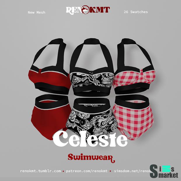 [RENOKMT] - Celeste Swimwear для Симс 4. Скачать мод