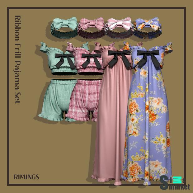 [RIMINGS] Ribbon Frill Pajama Set для Симс 4. Скачать мод