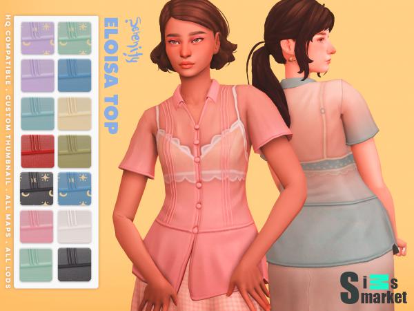 Рубашка eloisa by serenity-cc для Симс 4. Скачать мод