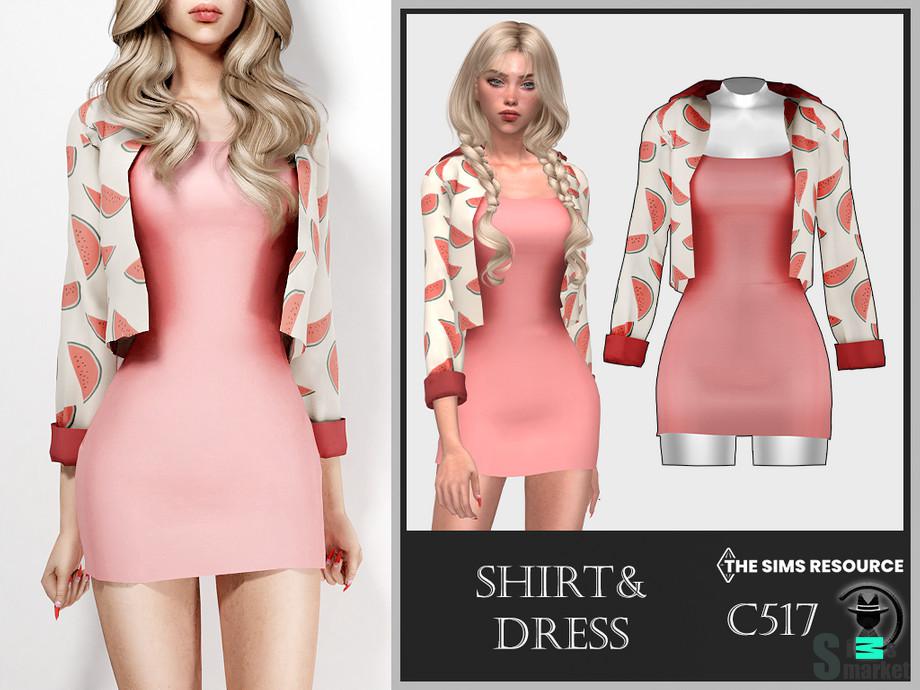 Рубашка и платье C517 by turksimmer для Симс 4. Скачать мод