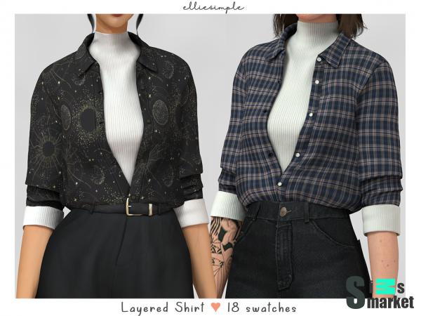 Рубашка layered by elliesimple для Симс 4. Скачать мод