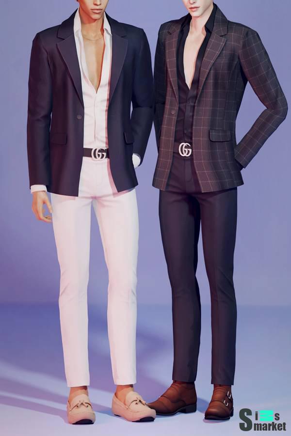 Рубашка с пиджаком "Unbuttoned shirt with jacket" для Симс 4 для Симс 4. Скачать мод