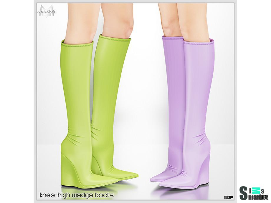 Сапоги Knee-High Wedge  для Симс 4. Скачать мод