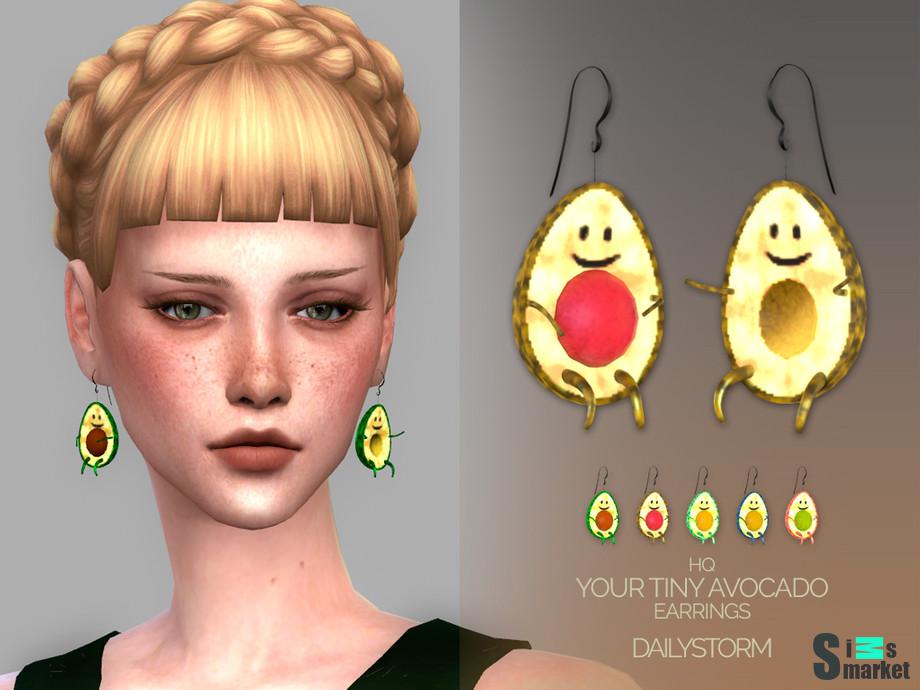 Серьги Avocado by DailyStorm для Симс 4. Скачать мод
