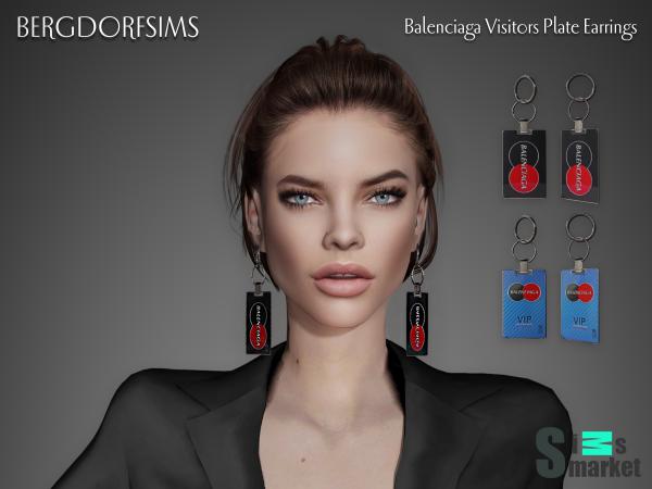 Серьги balenciaga by bergdorfsims для Симс 4. Скачать мод
