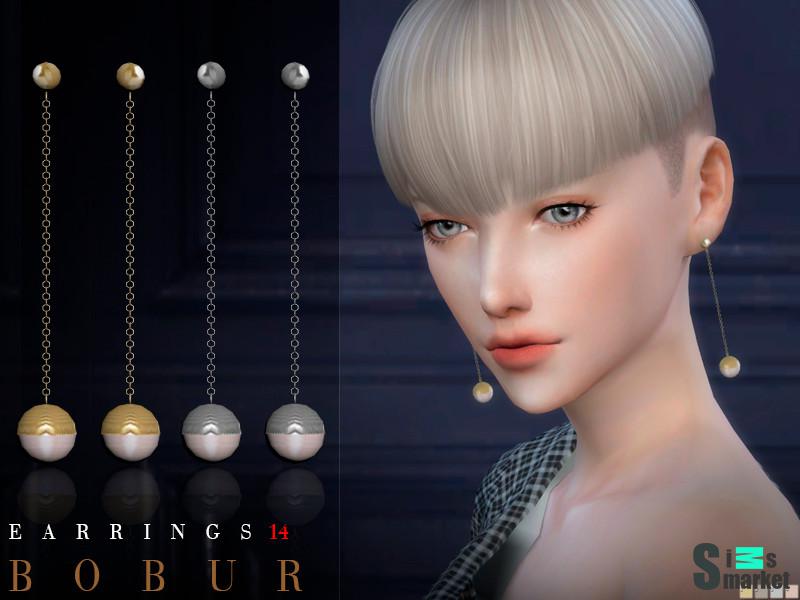 Серьги Bobur by Bobur3 для Симс 4. Скачать мод