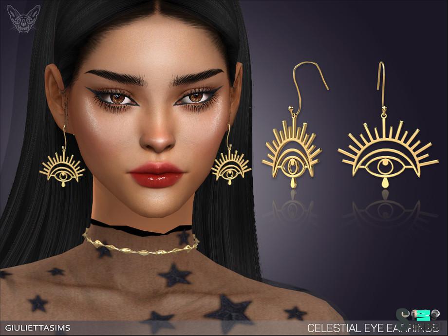 Серьги Celestial by feyona для Симс 4. Скачать мод