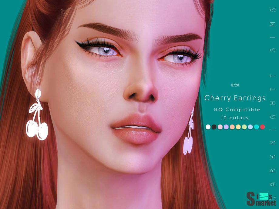 Серьги Cherry by DarkNighTt  для Симс 4. Скачать мод
