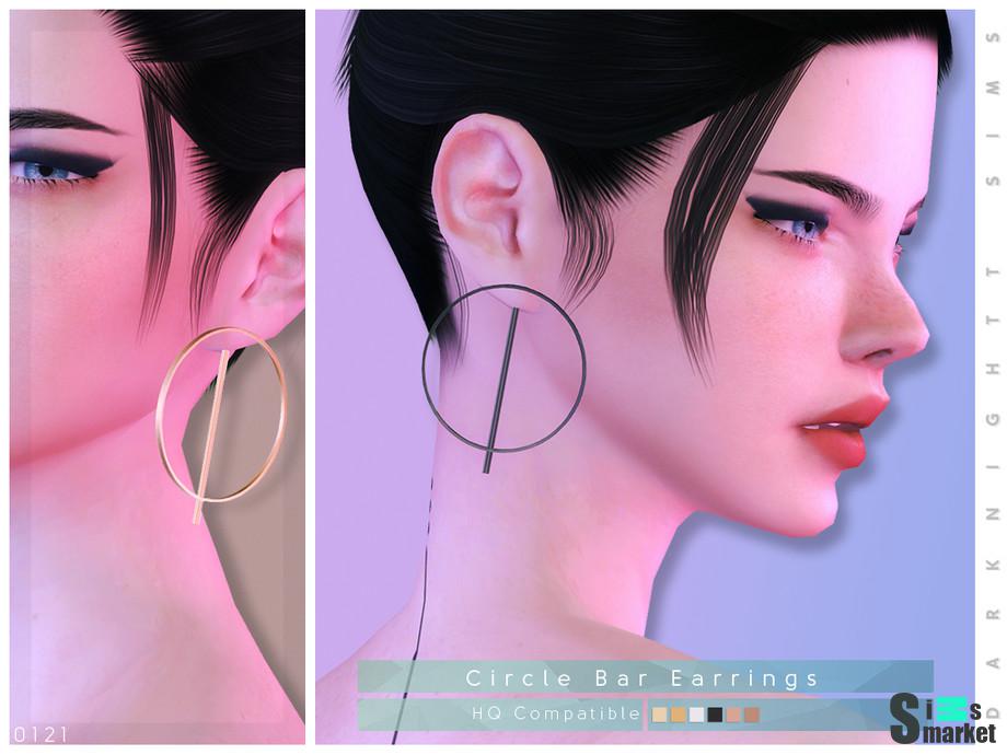 Серьги Circle by DarkNighTt для Симс 4. Скачать мод