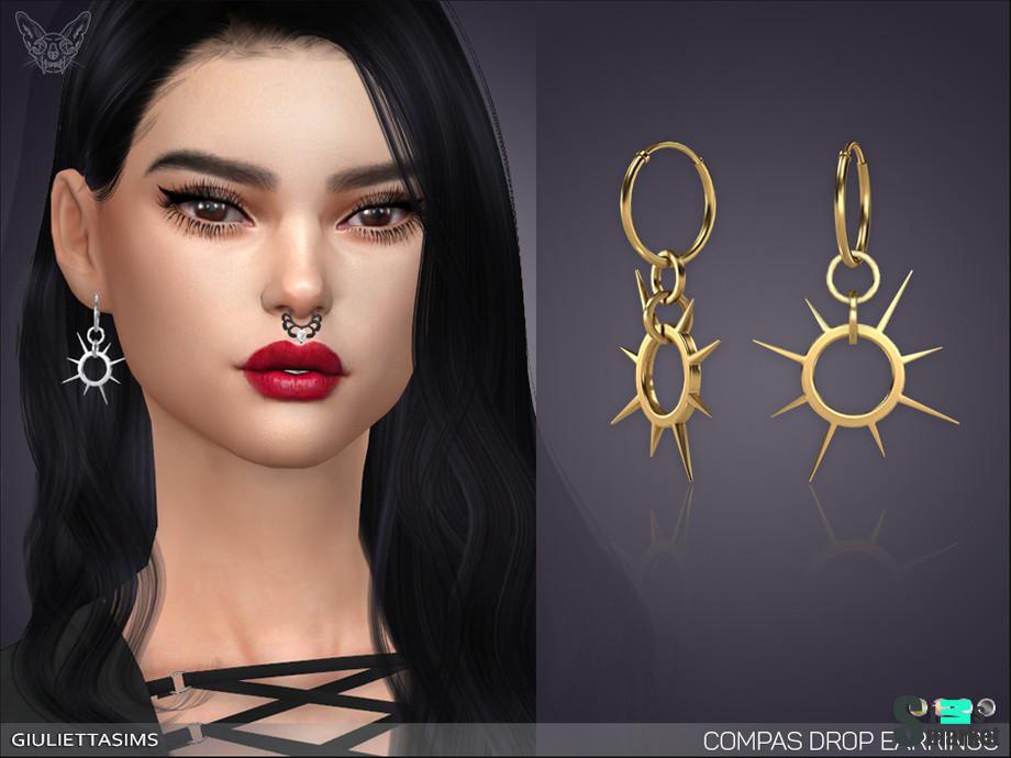 Серьги Compass by feyona для Симс 4. Скачать мод