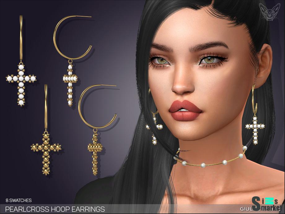 Серьги Cross by feyona для Симс 4. Скачать мод