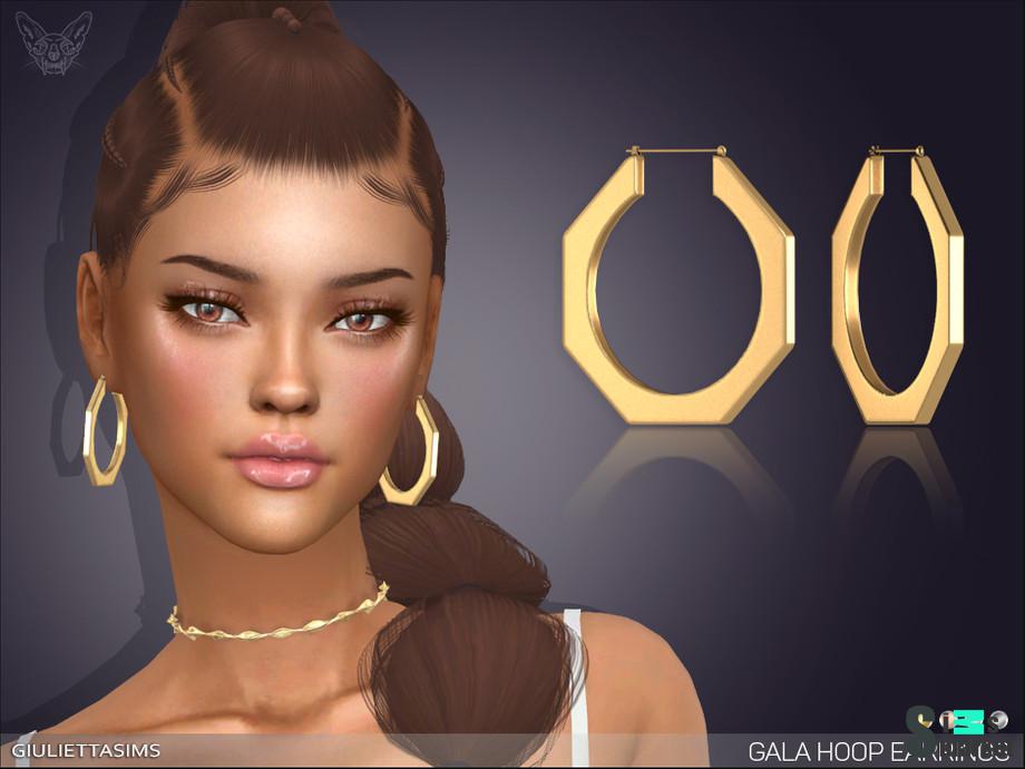 Серьги Gala Hoop by feyona для Симс 4. Скачать мод