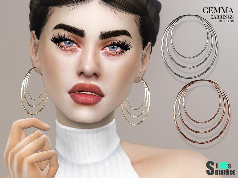 Серьги Gemma by Pralinesims  для Симс 4. Скачать мод