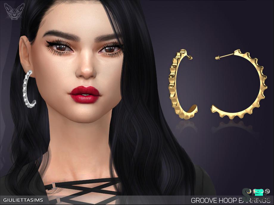 Серьги Groove by feyona для Симс 4. Скачать мод