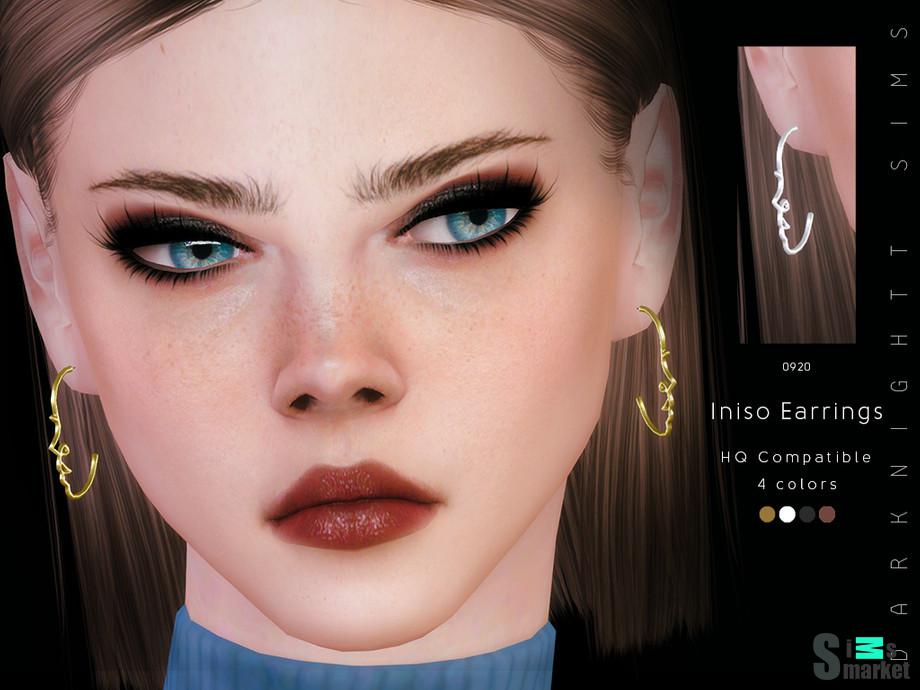 Серьги Iniso by DarkNighTt для Симс 4. Скачать мод