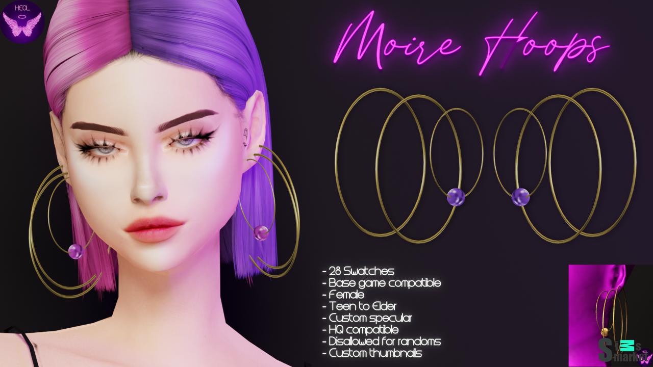 Серьги moire by heol для Симс 4. Скачать мод