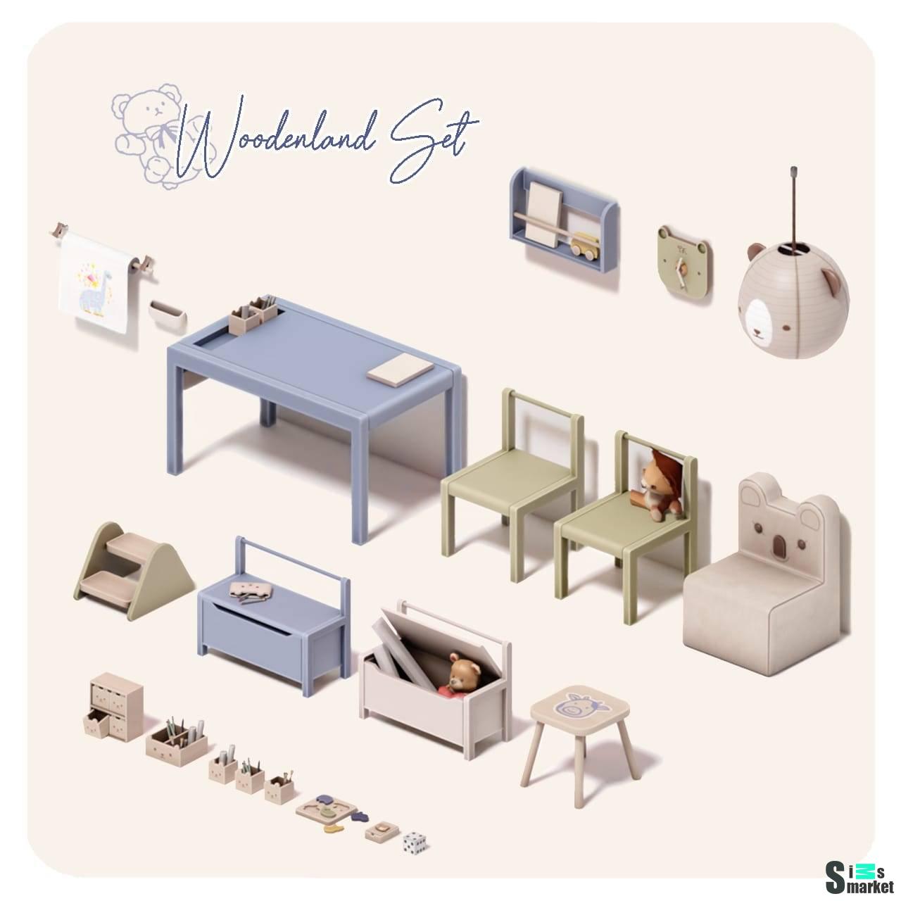 Сет для детской "Woodenland Set" для Симс 4 для Симс 4. Скачать мод