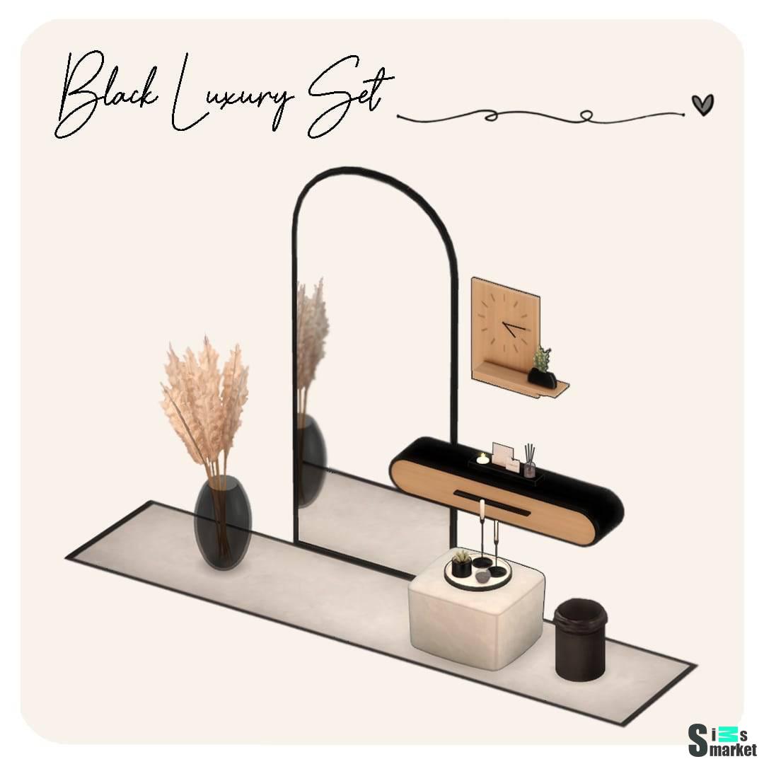 Сет для холла "Black Luxury Set" для Симс 4 для Симс 4. Скачать мод